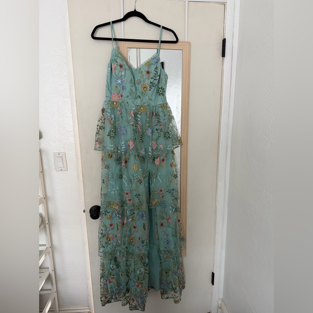 Embroidered Floral Mesh Dress